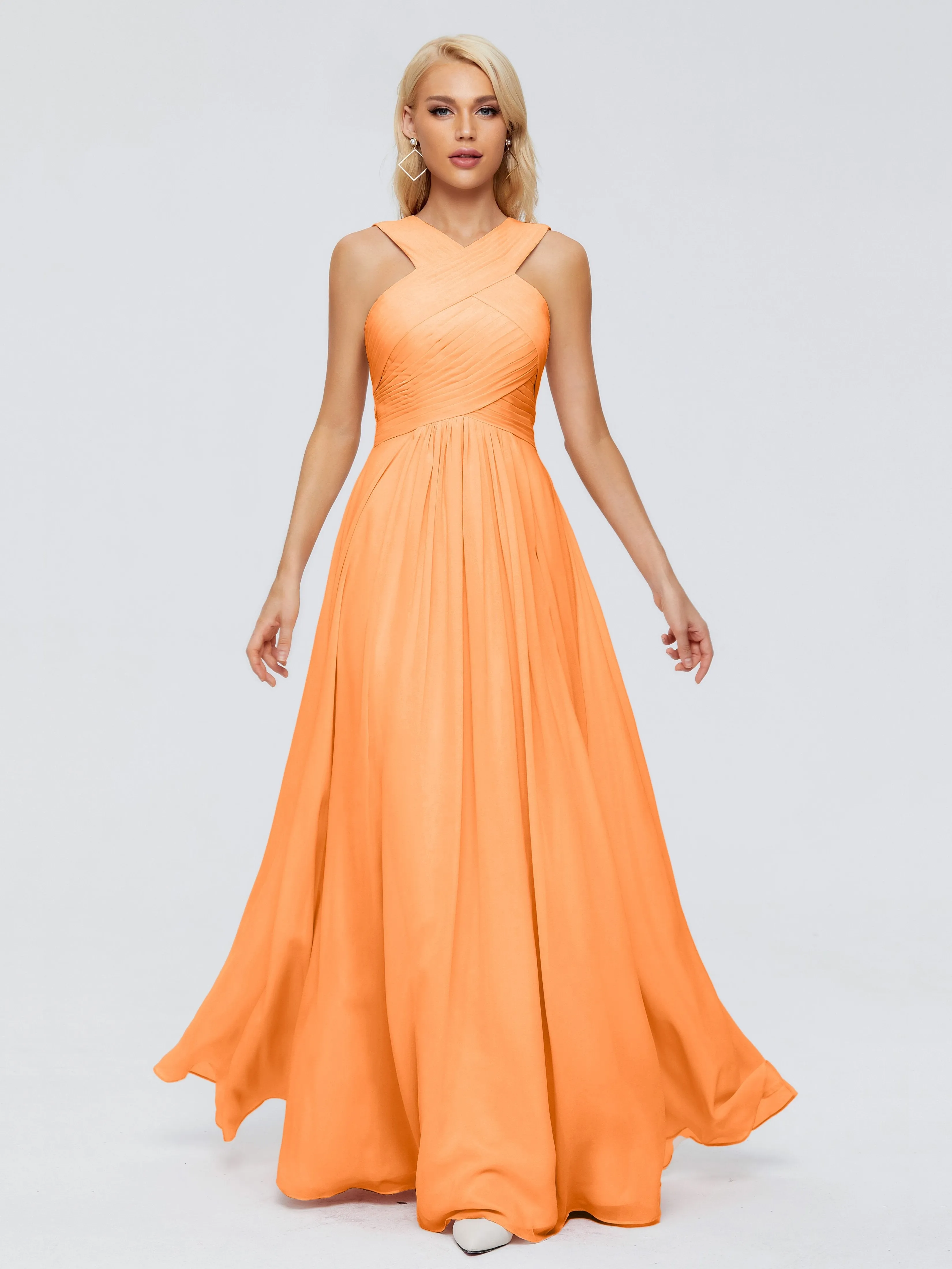 Orange Bridesmaid Dresses Aliyah Charming A-Line Straps Chiffon Bridesmaid Dresses