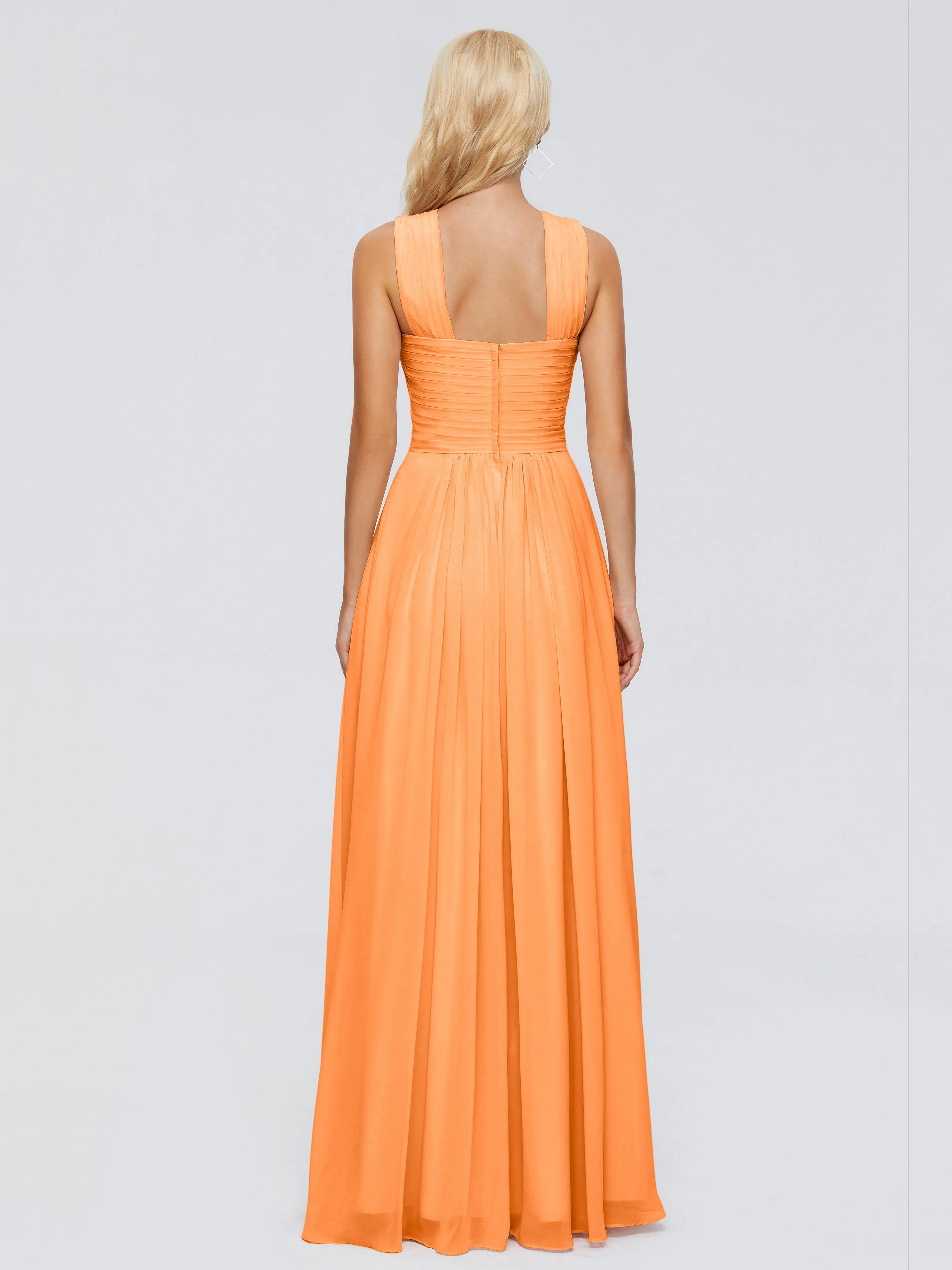 Orange Bridesmaid Dresses Aliyah Charming A-Line Straps Chiffon Bridesmaid Dresses