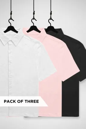 Pack of 3 Oversized Shirts White, Light Pink and Black