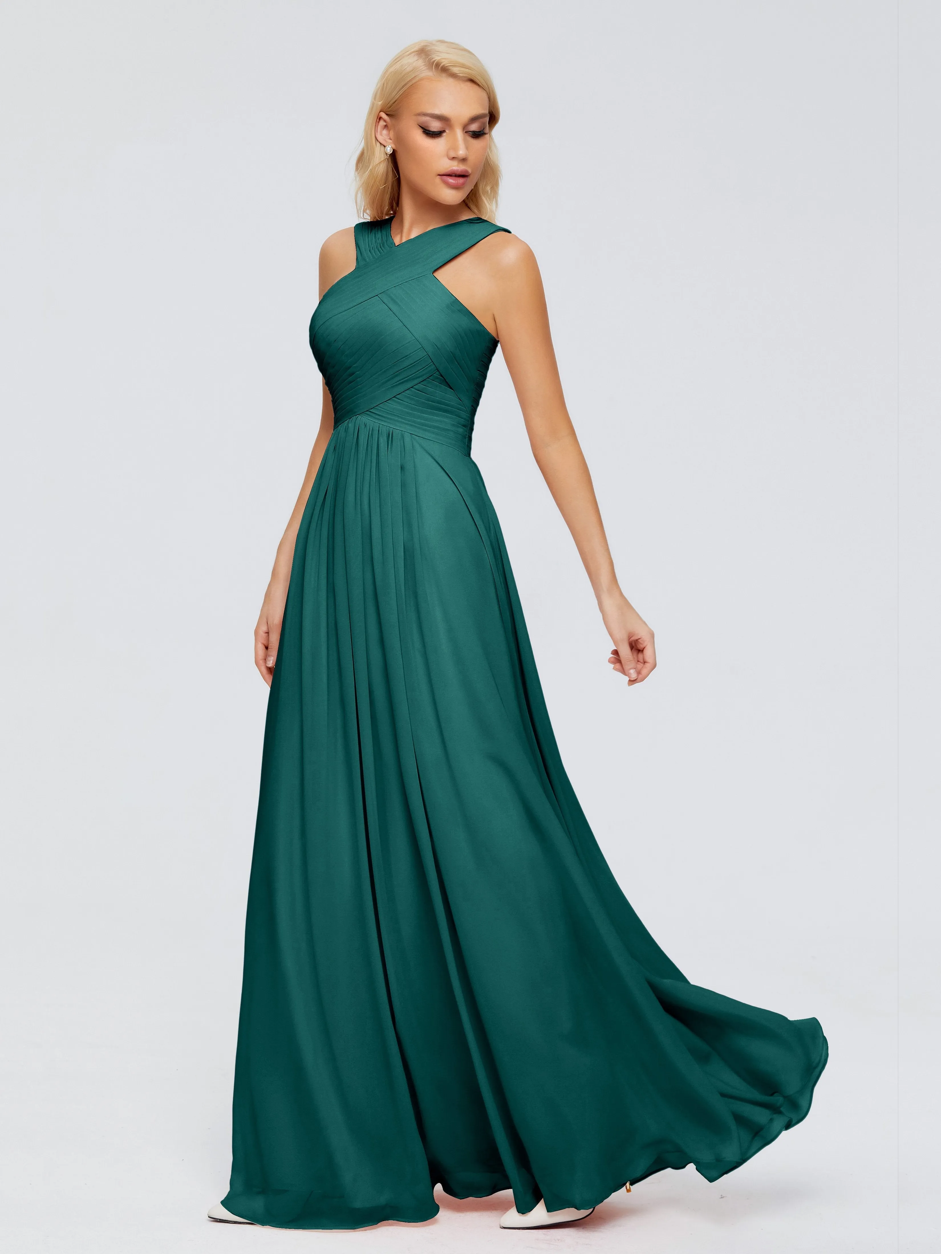 Peacock Bridesmaid Dresses Aliyah Charming A-Line Straps Chiffon Bridesmaid Dresses