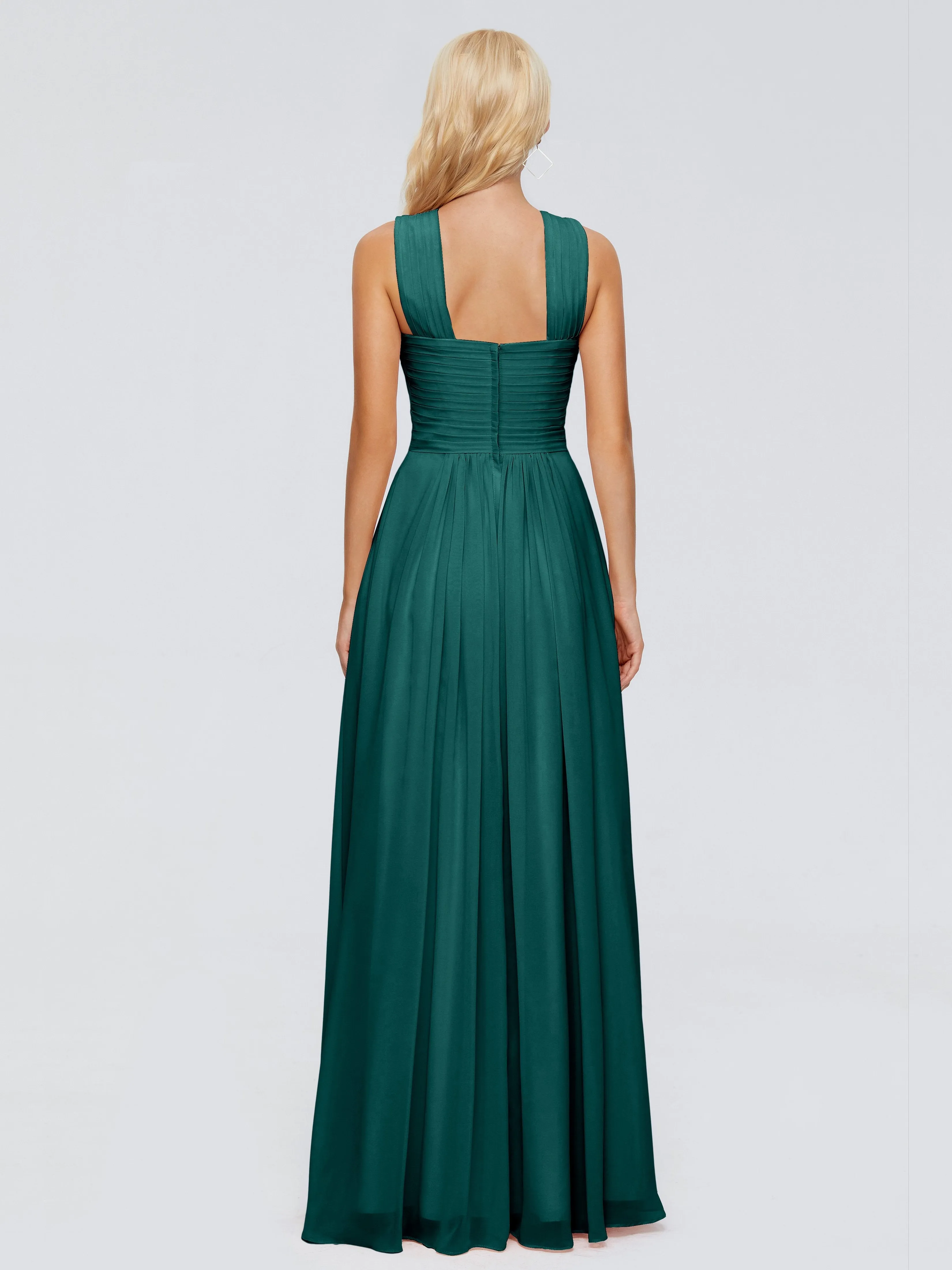 Peacock Bridesmaid Dresses Aliyah Charming A-Line Straps Chiffon Bridesmaid Dresses