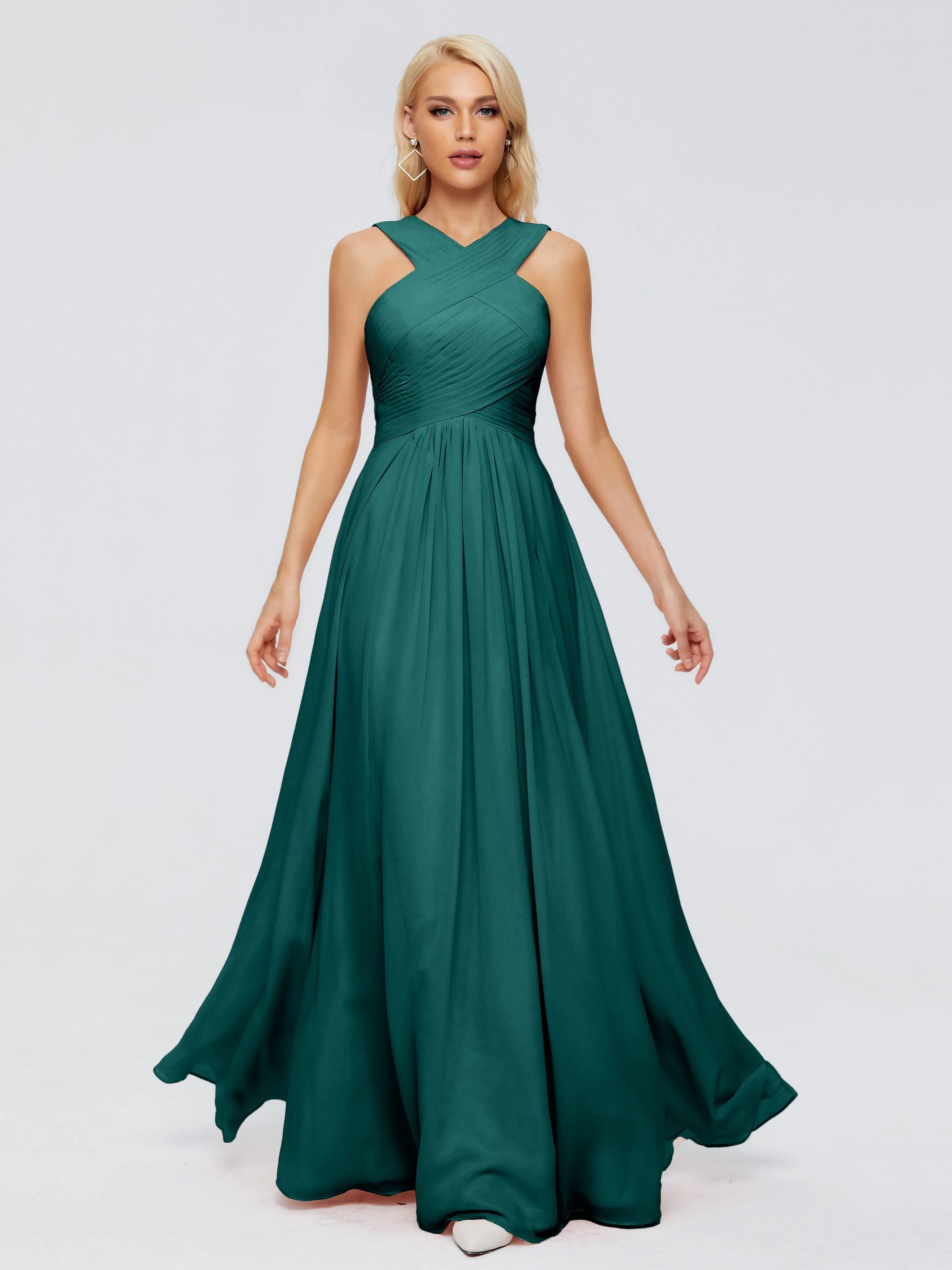 Peacock Bridesmaid Dresses Aliyah Charming A-Line Straps Chiffon Bridesmaid Dresses