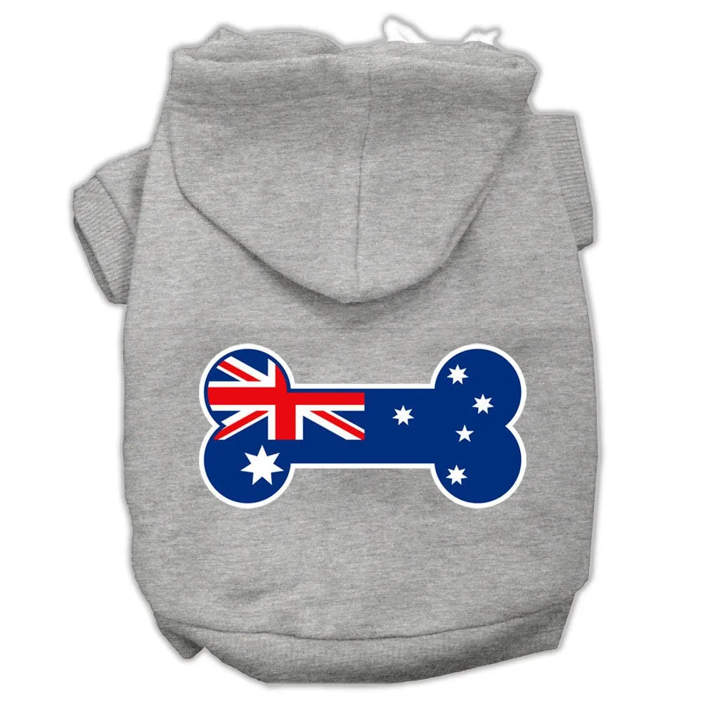 Pet Dog & Cat Hoodie Screen Printed, "Bone Shaped Australian Flag"