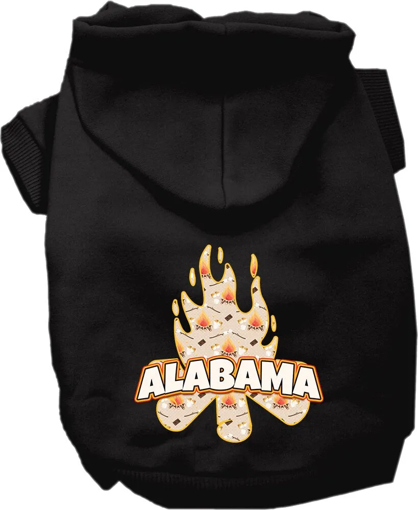 Pet Dog & Cat Screen Printed Hoodie for Medium to Large Pets (Sizes 2XL-6XL), "Alabama Around The Campfire"