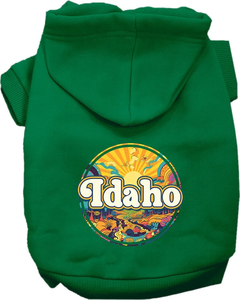 Pet Dog & Cat Screen Printed Hoodie for Medium to Large Pets (Sizes 2XL-6XL), "Idaho Trippy Peaks"