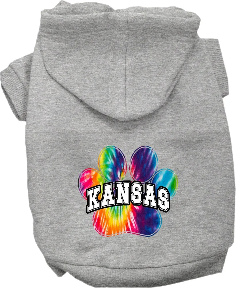 Pet Dog & Cat Screen Printed Hoodie for Medium to Large Pets (Sizes 2XL-6XL), "Kansas Bright Tie Dye"