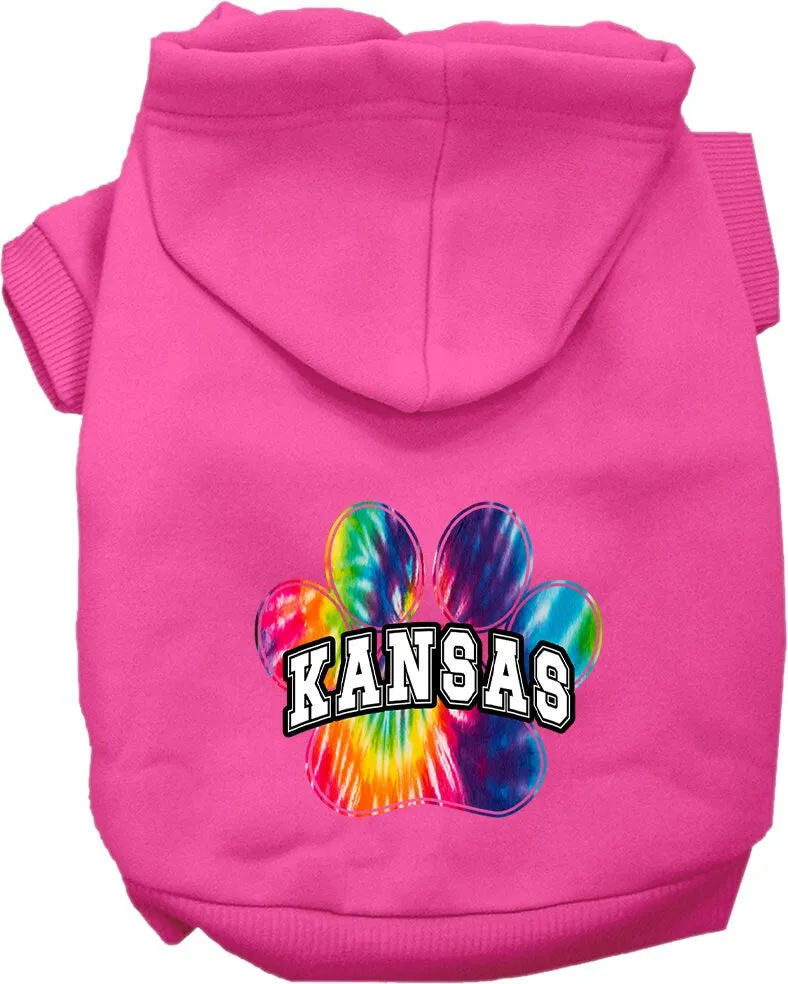 Pet Dog & Cat Screen Printed Hoodie for Medium to Large Pets (Sizes 2XL-6XL), "Kansas Bright Tie Dye"