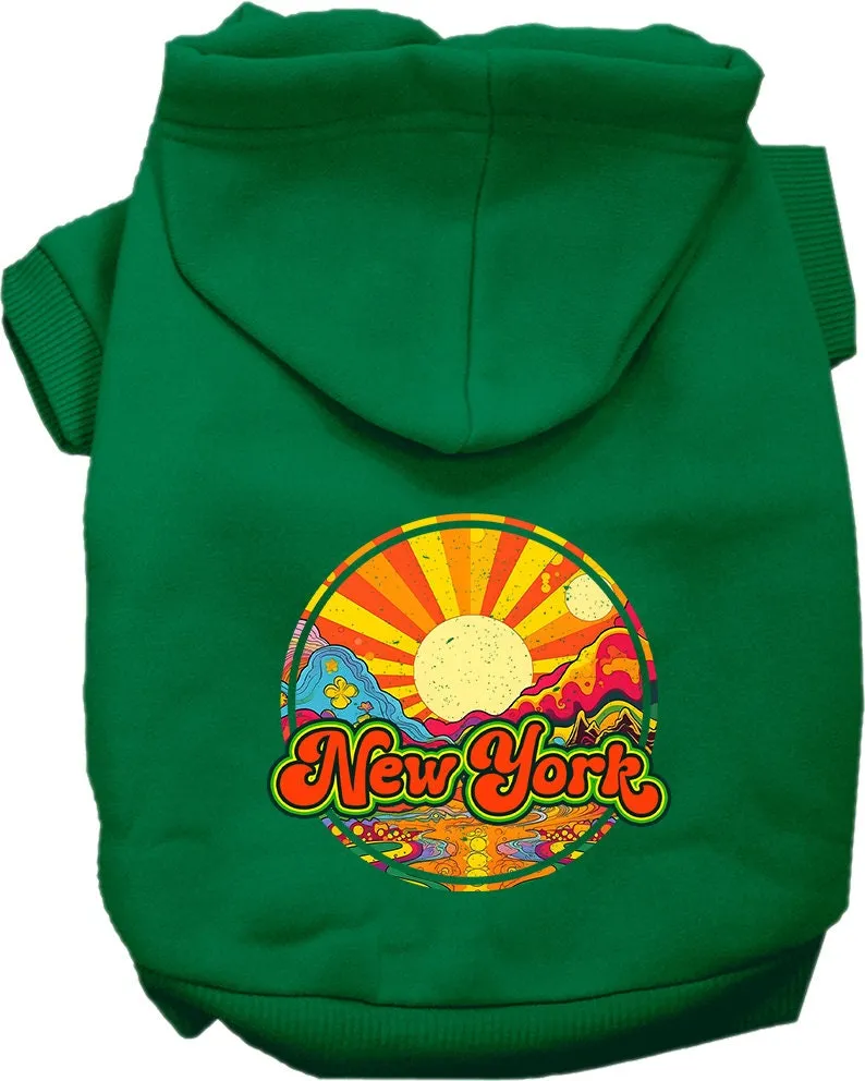 Pet Dog & Cat Screen Printed Hoodie for Medium to Large Pets (Sizes 2XL-6XL), "New York Mellow Mountain"