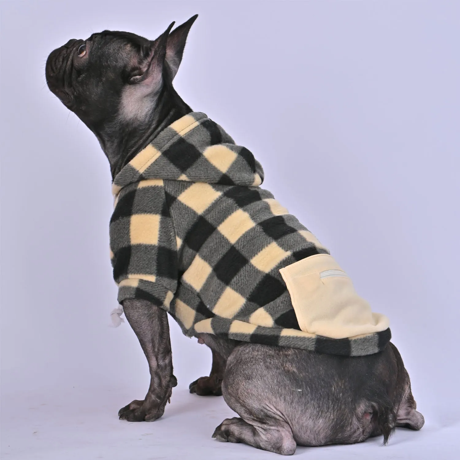 Plaid Printing French Bulldog Warm Hoodies