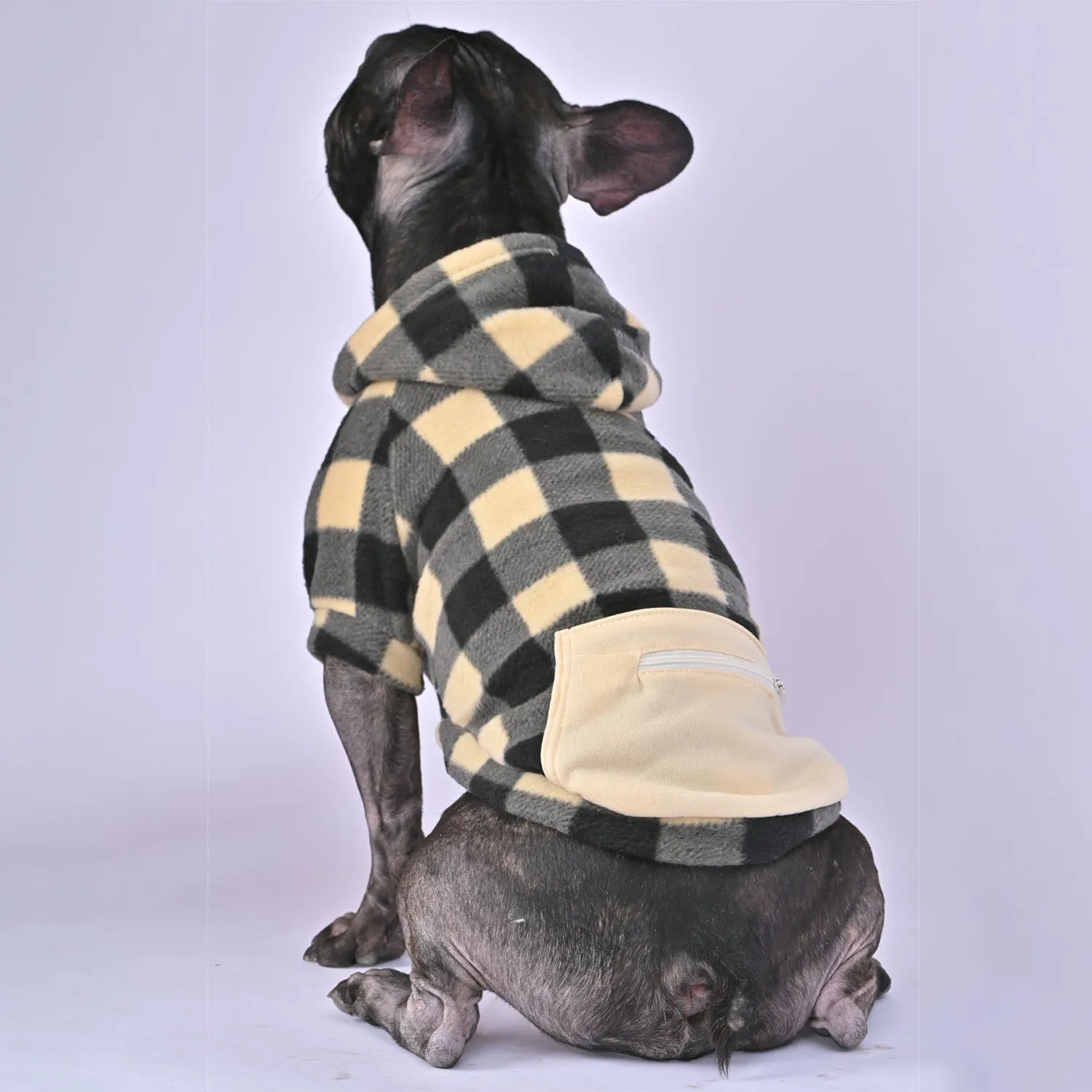 Plaid Printing French Bulldog Warm Hoodies