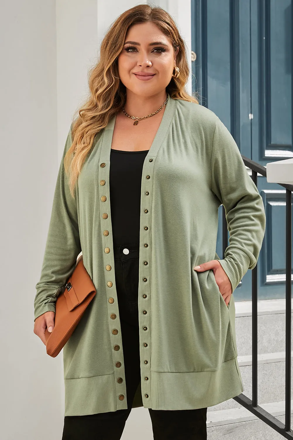 Plus Size Snap Knit Cardigan