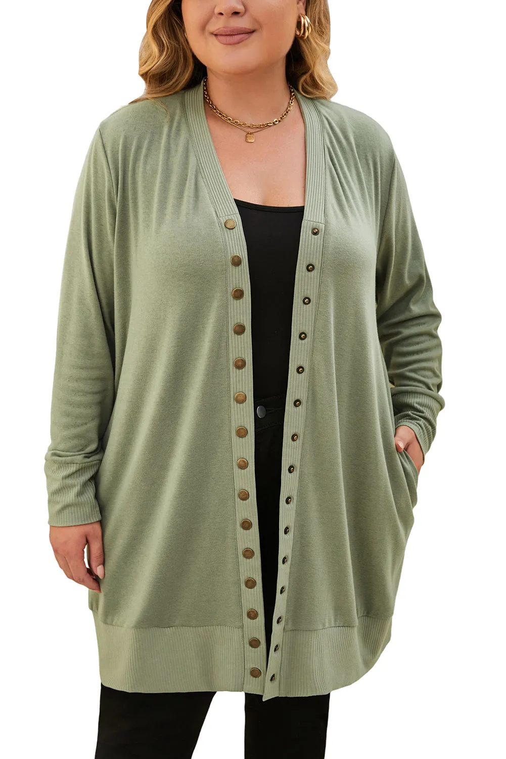 Plus Size Snap Knit Cardigan