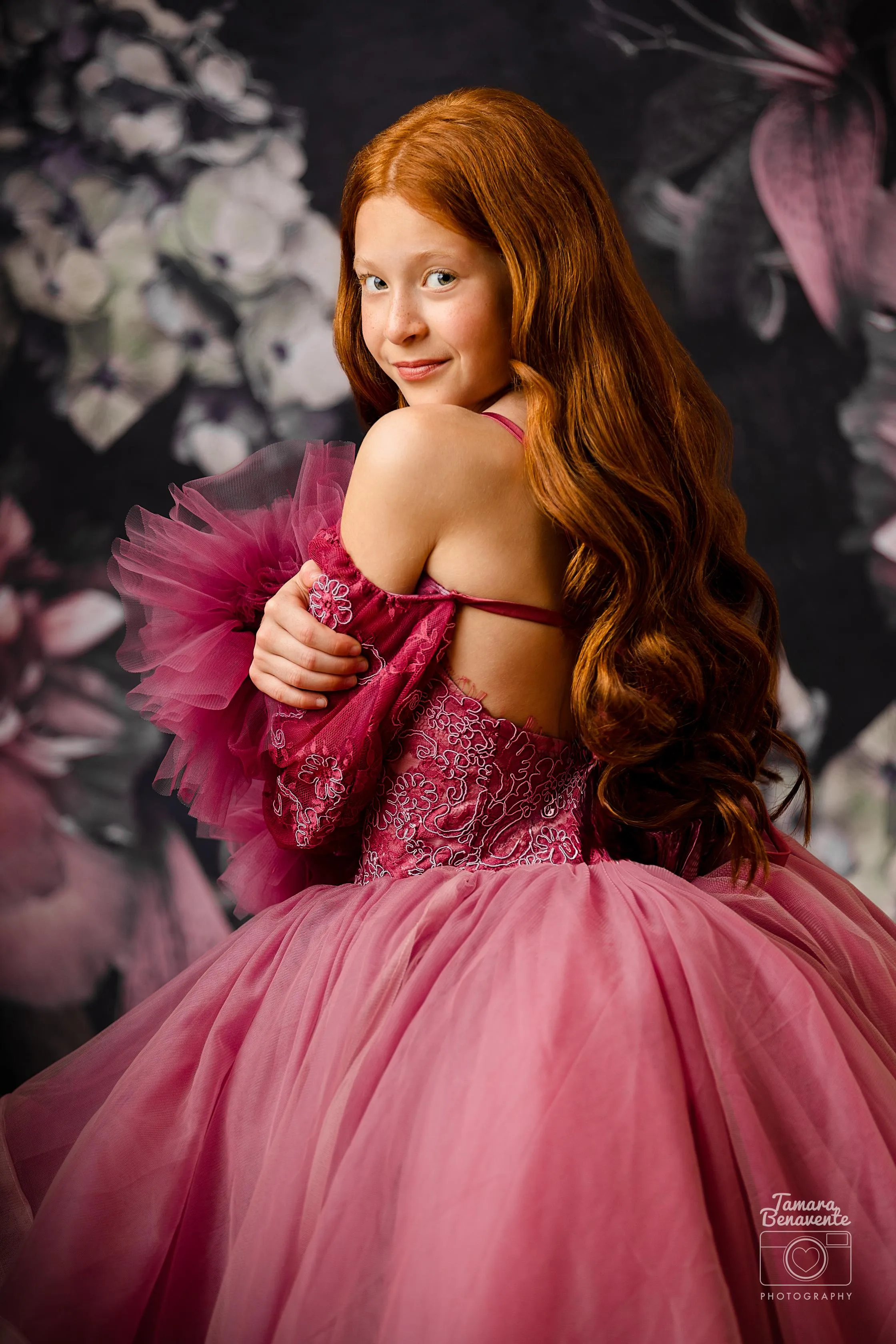 "Whispering Pink " - Floor Length Gown detach lace sleeves - (8 - 11 YEAR)