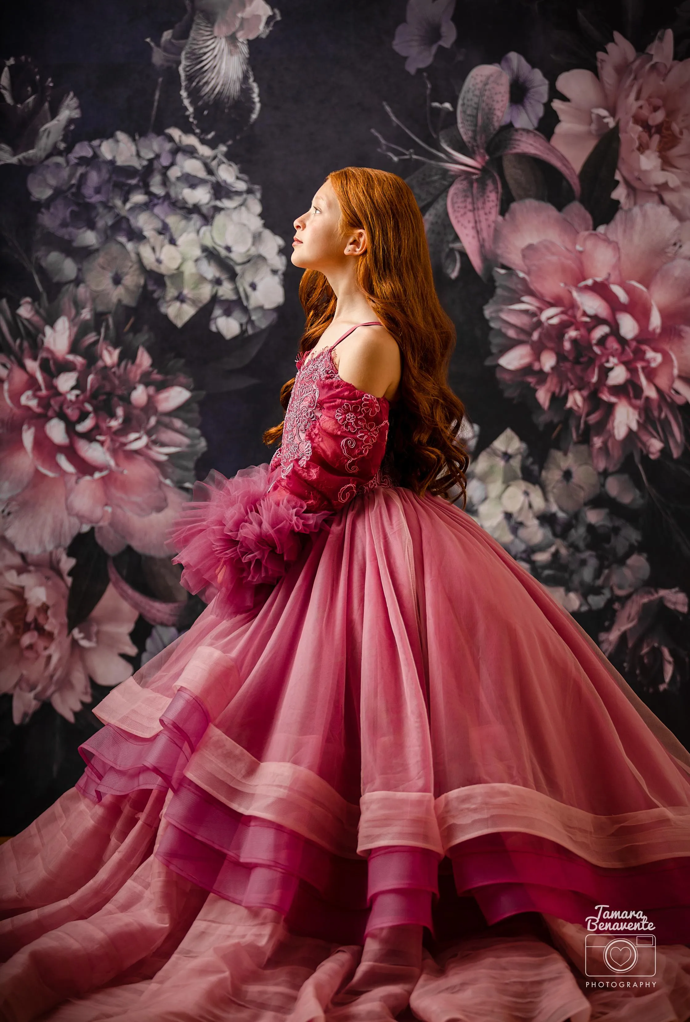 "Whispering Pink " - Floor Length Gown detach lace sleeves - (8 - 11 YEAR)