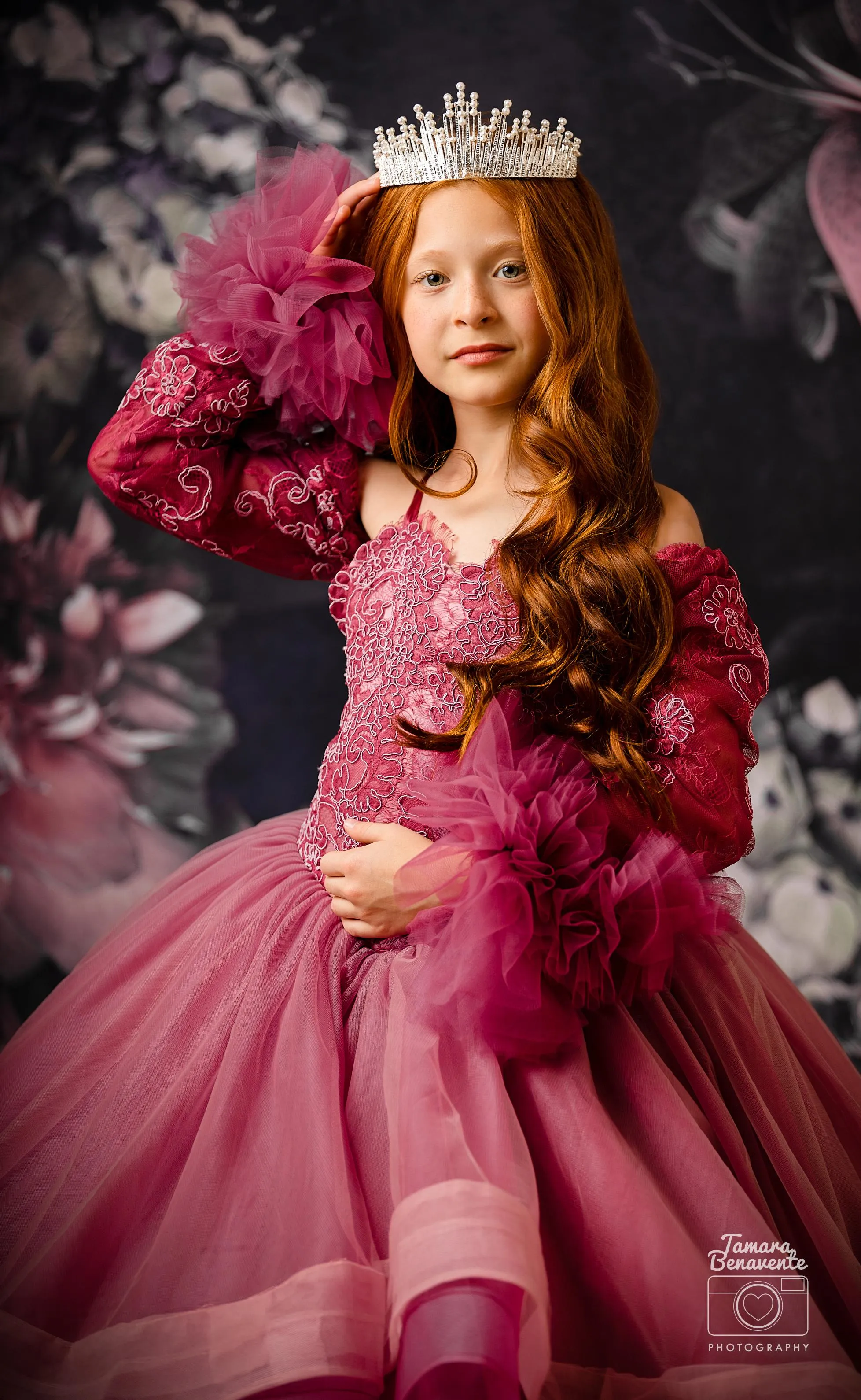 "Whispering Pink " - Floor Length Gown detach lace sleeves - (8 - 11 YEAR)