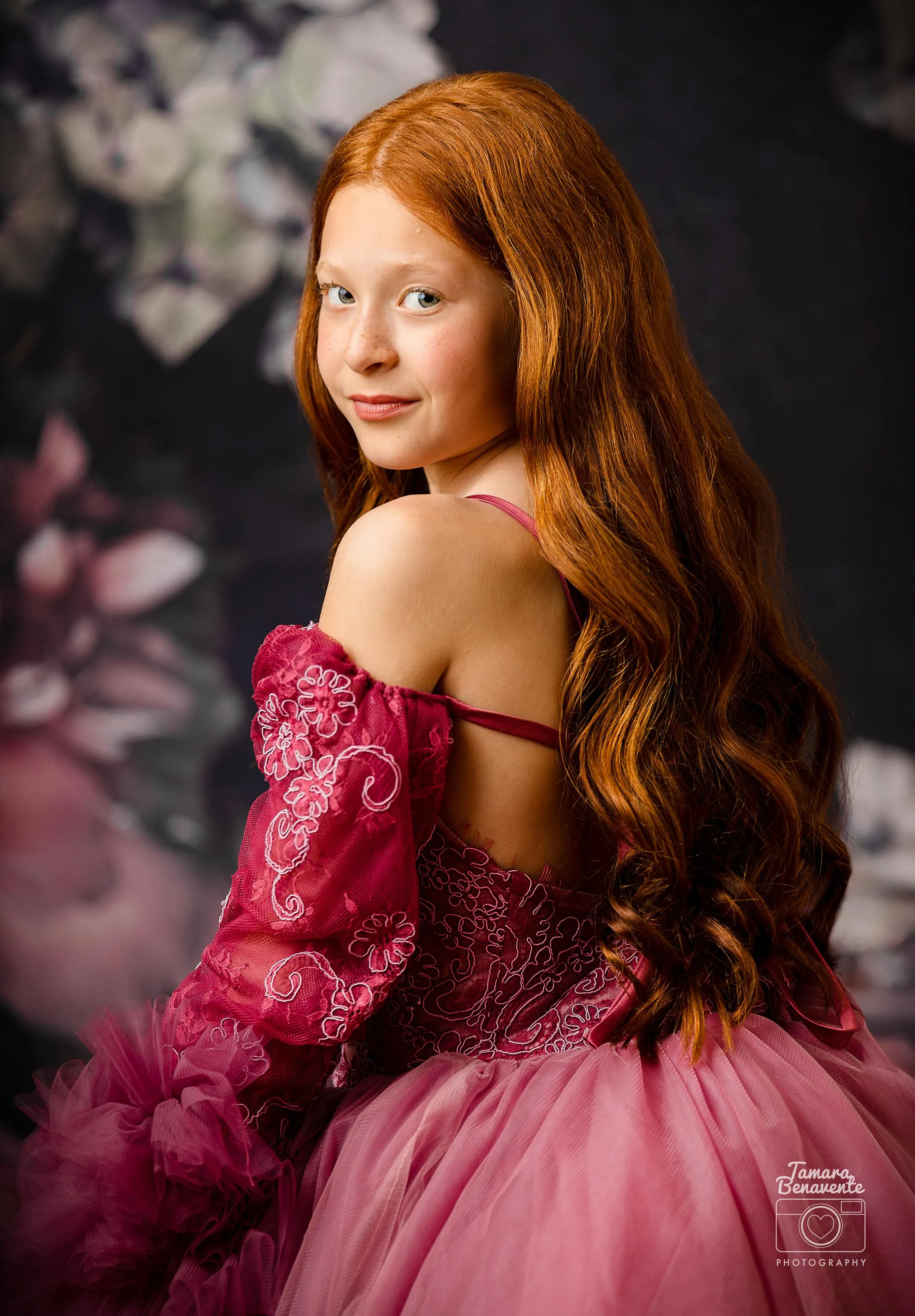 "Whispering Pink " - Floor Length Gown detach lace sleeves - (8 - 11 YEAR)