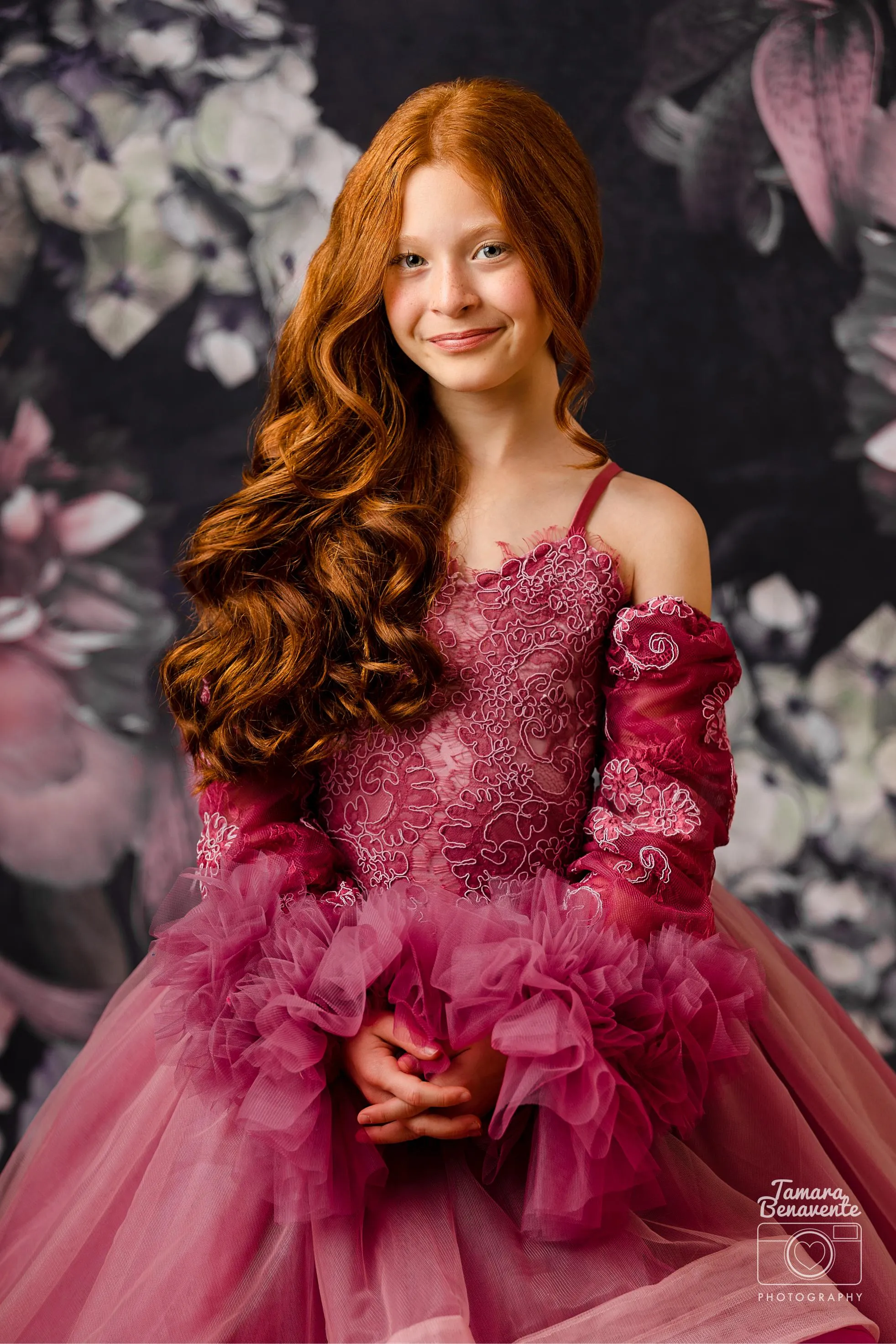 "Whispering Pink " - Floor Length Gown detach lace sleeves - (8 - 11 YEAR)