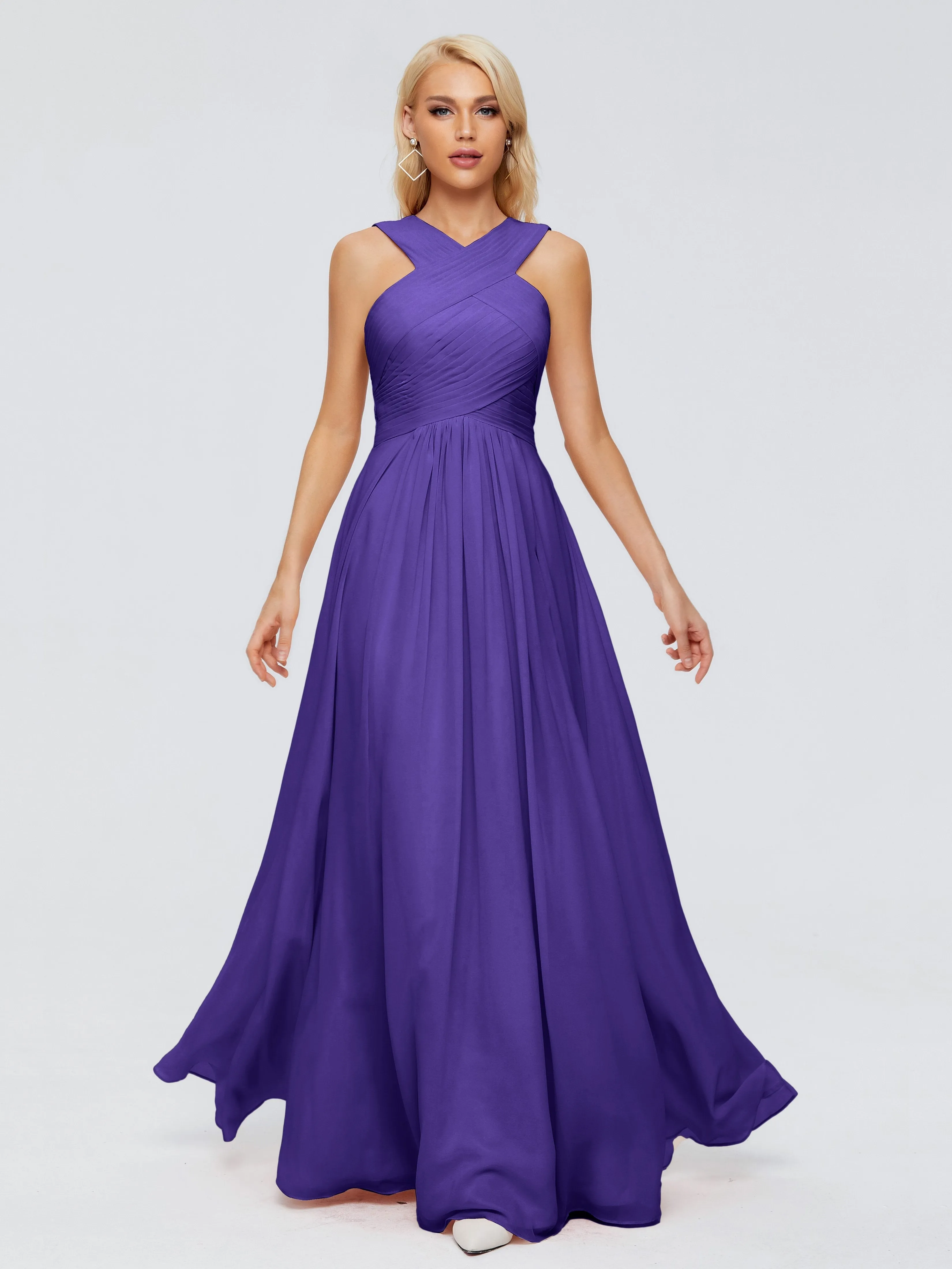 Regency Purple Bridesmaid Dresses Aliyah Charming A-Line Straps Chiffon Bridesmaid Dresses