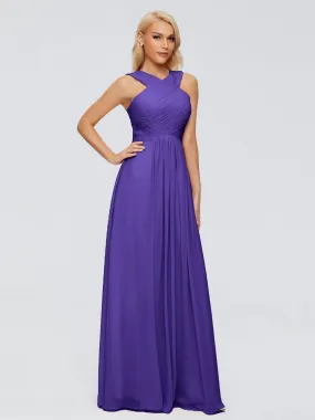 Regency Purple Bridesmaid Dresses Aliyah Charming A-Line Straps Chiffon Bridesmaid Dresses