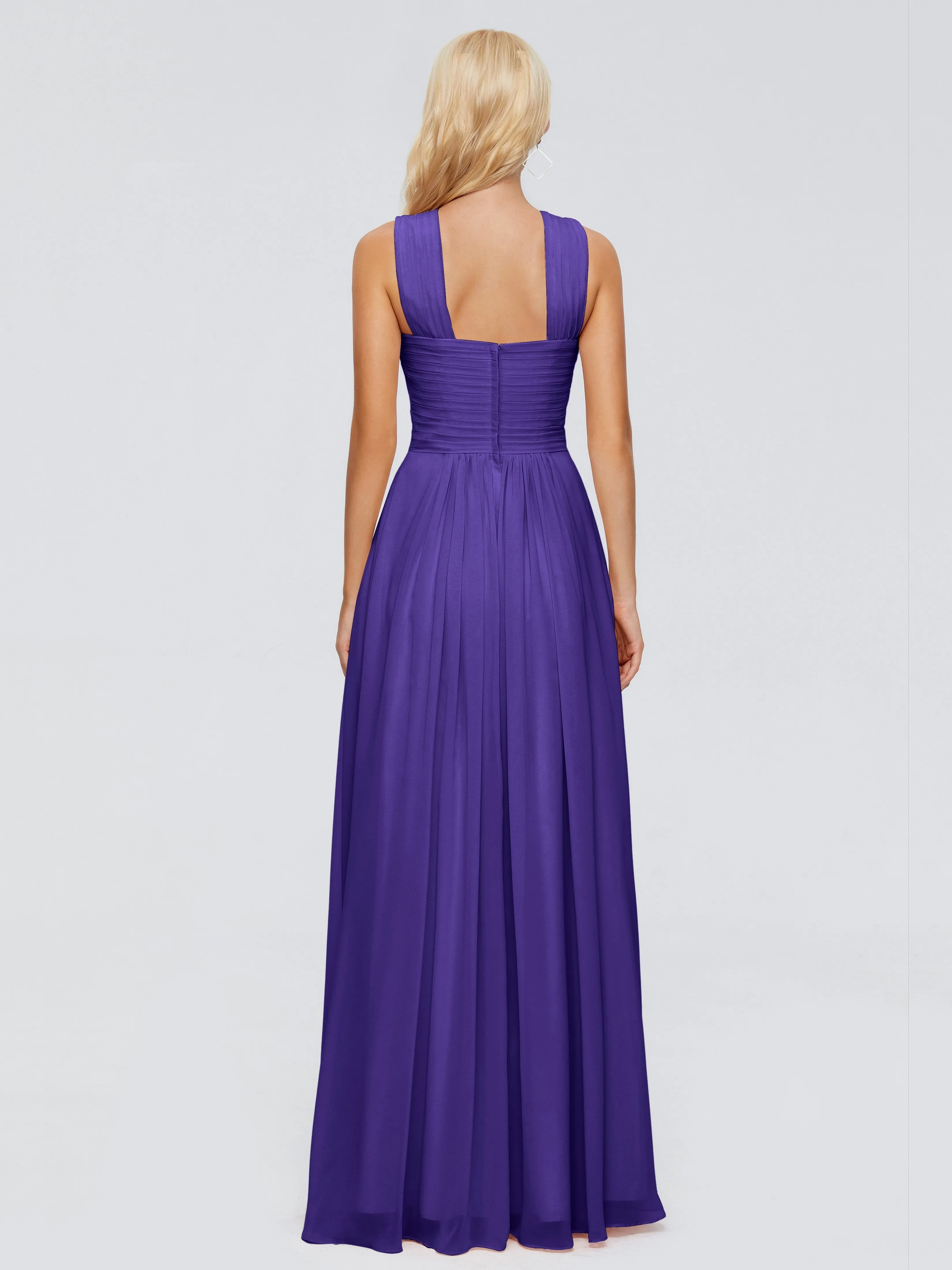 Regency Purple Bridesmaid Dresses Aliyah Charming A-Line Straps Chiffon Bridesmaid Dresses