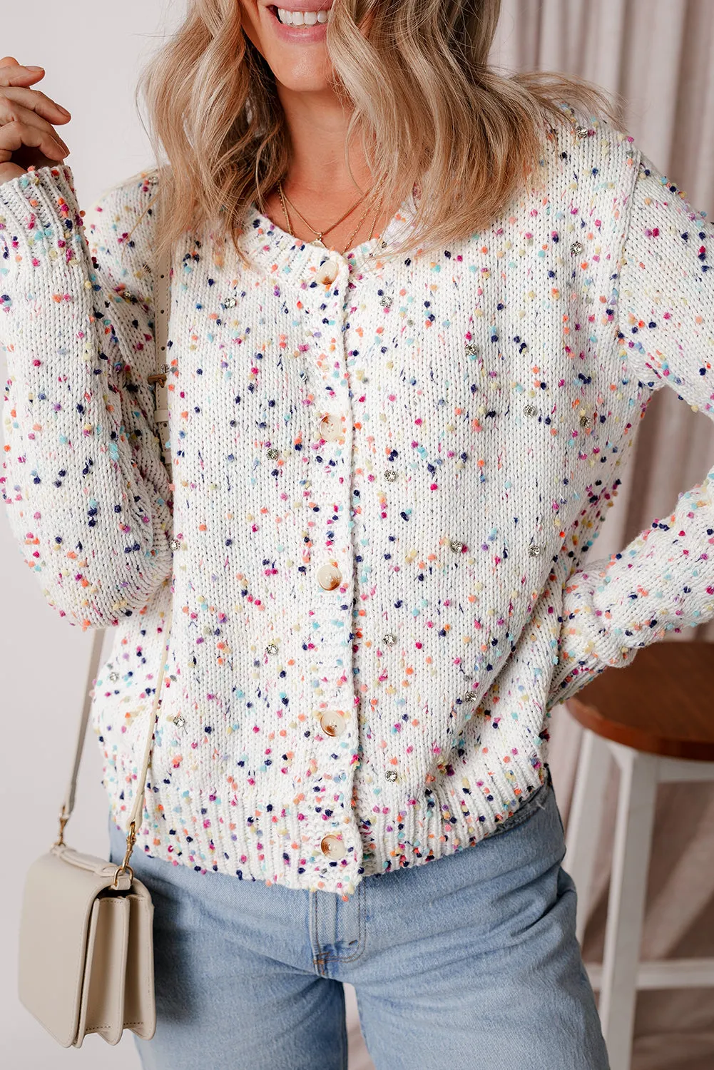 Rhinestone Confetti Sweater Cardigan