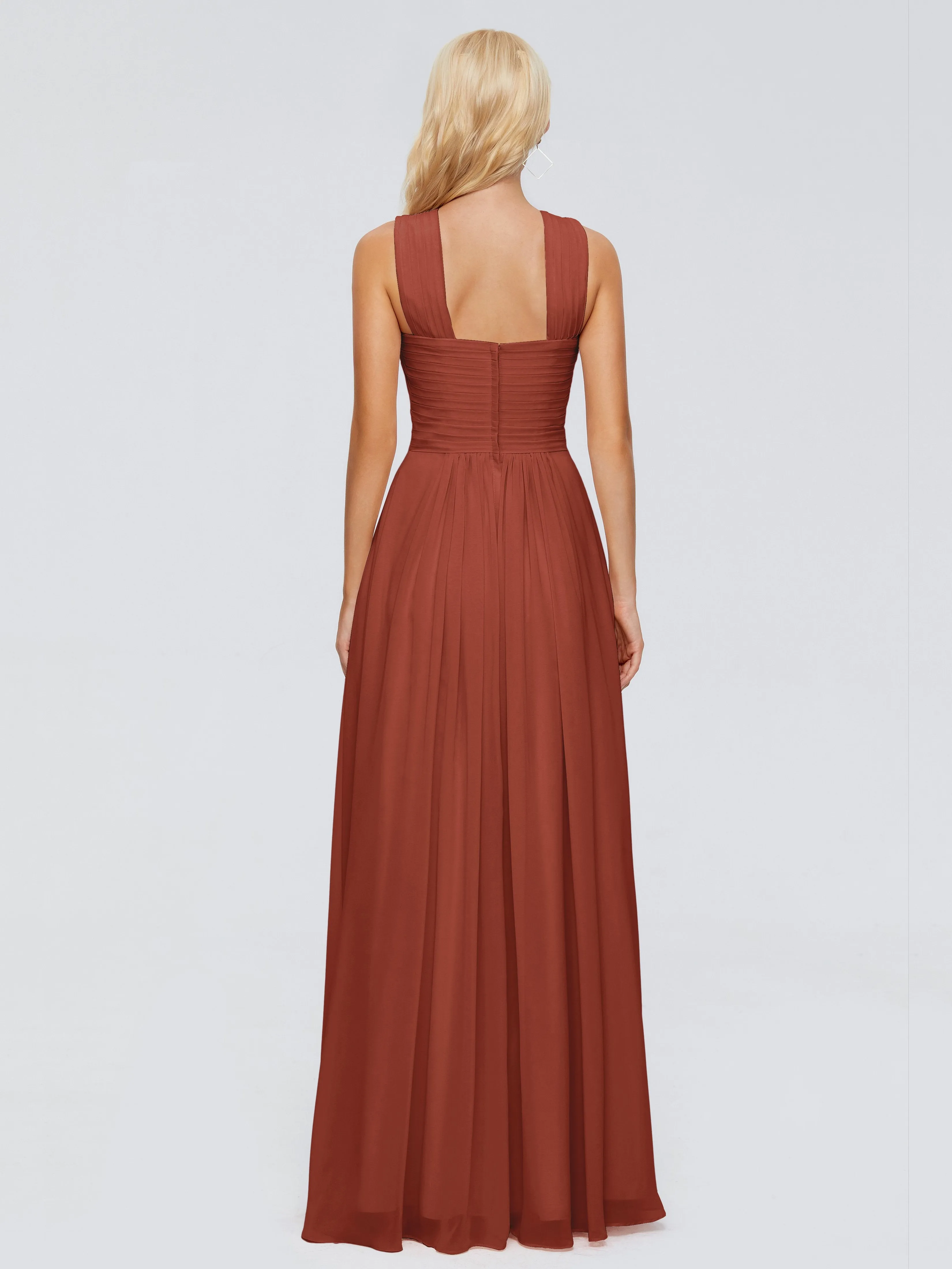 Rust Bridesmaid Dress Aliyah Charming A-Line Straps Chiffon Bridesmaid Dresses