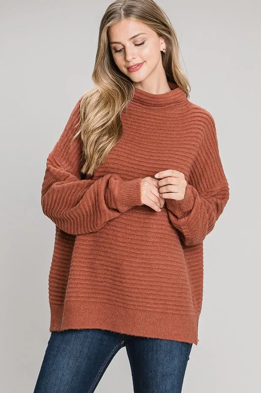 Rust Mock Neck Sweater