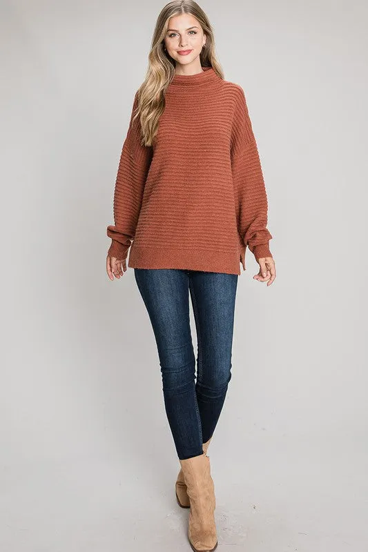 Rust Mock Neck Sweater