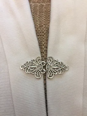 Silver Floral Celtic Cardigan Clasp Sweater Clip Flower Kimono Clasps Kimonos Cosplay Clips Cloak Fasteners Gifts for Her by Fabulici