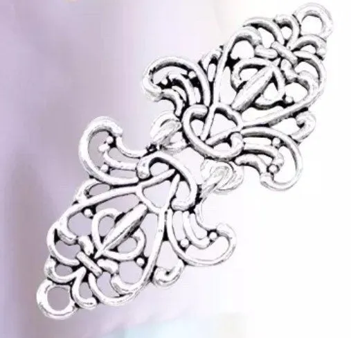 Silver Floral Celtic Cardigan Clasp Sweater Clip Flower Kimono Clasps Kimonos Cosplay Clips Cloak Fasteners Gifts for Her by Fabulici