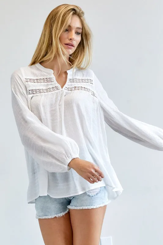 Solid V-Neck Blouse Top