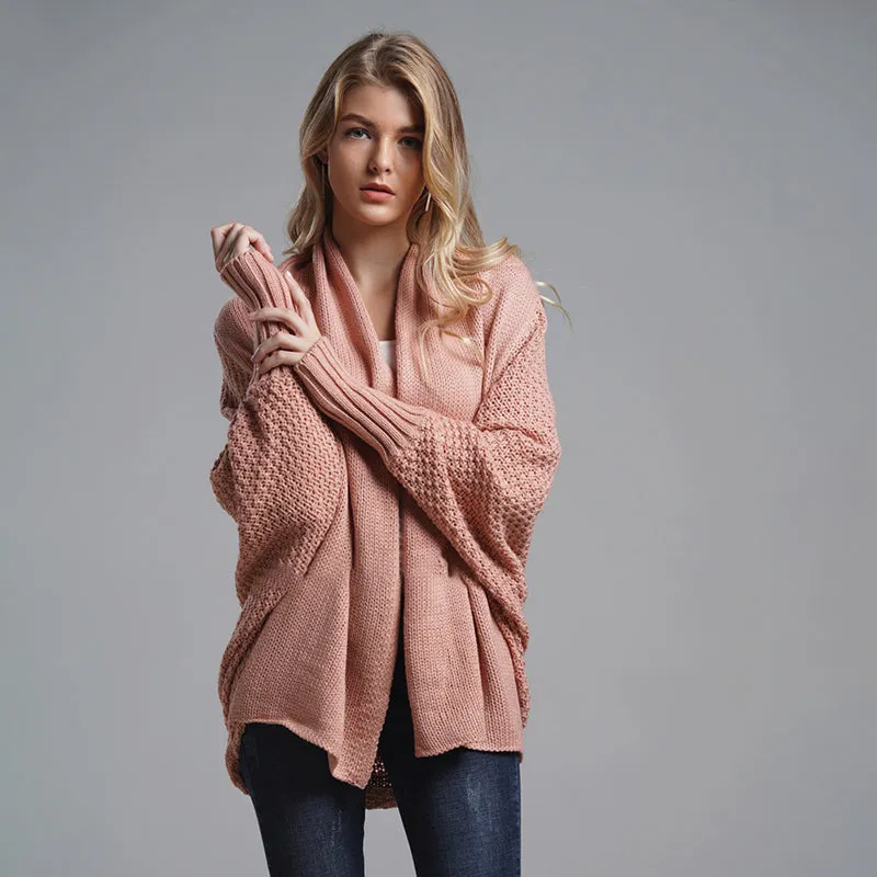 Stylish Autumn Sweater Cardigan Amazon New Style Round Neck Oversized Asymmetrical Poncho Cape Medium Long Cardigan