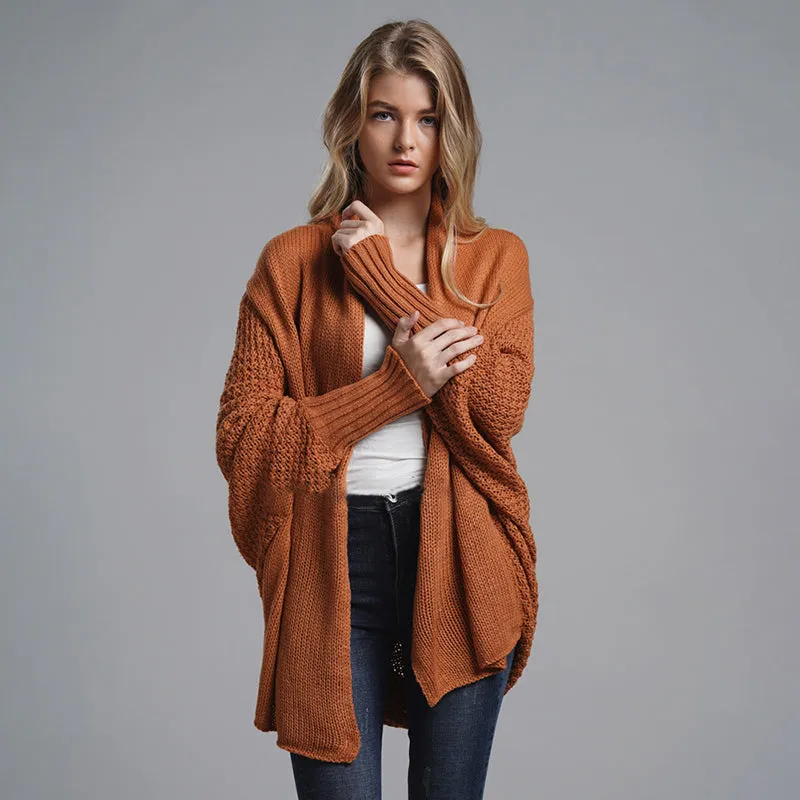 Stylish Autumn Sweater Cardigan Amazon New Style Round Neck Oversized Asymmetrical Poncho Cape Medium Long Cardigan