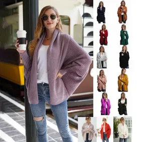 Stylish Autumn Sweater Cardigan Amazon New Style Round Neck Oversized Asymmetrical Poncho Cape Medium Long Cardigan