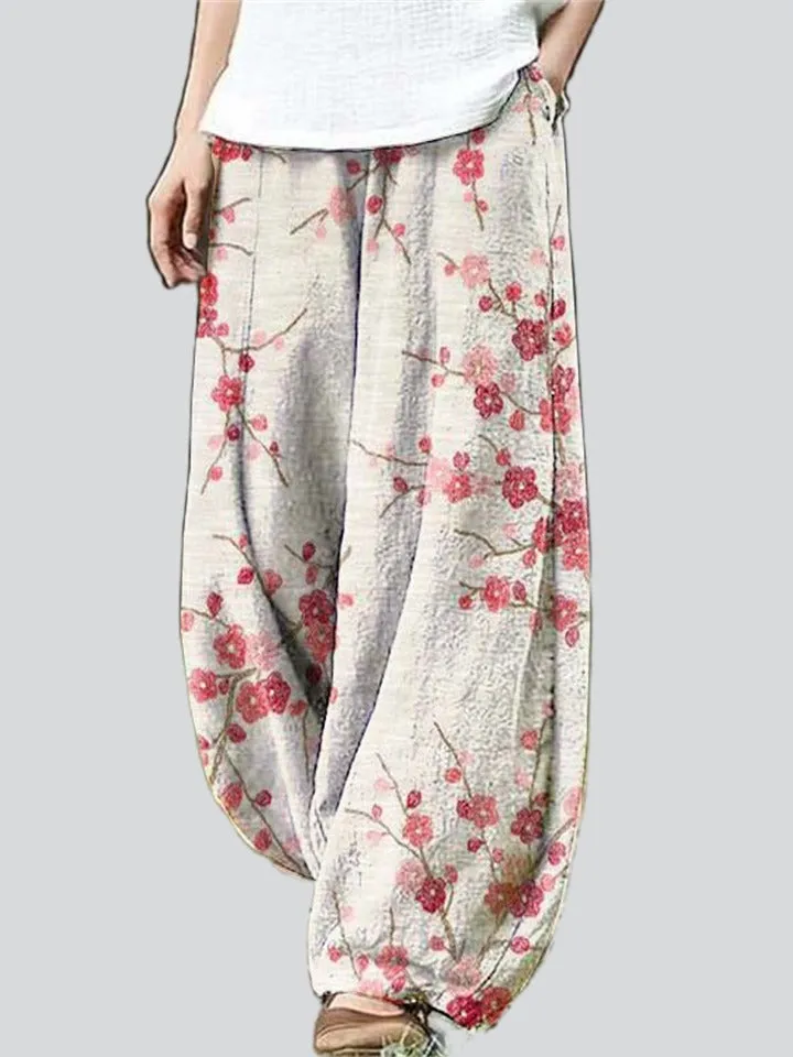 Stylish Relaxed Graffiti Printed Pants for Women