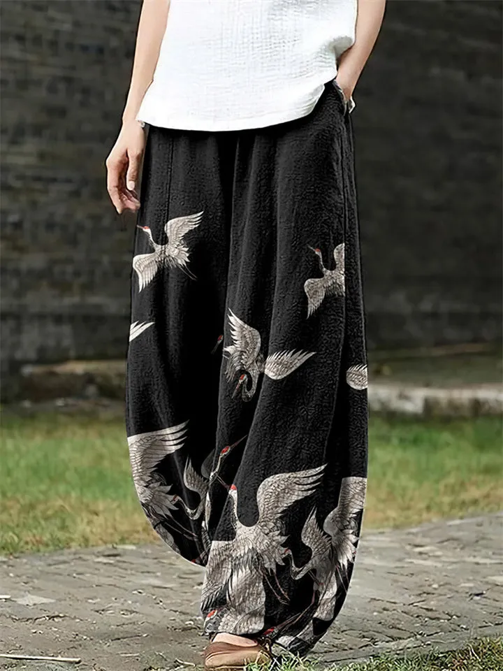 Stylish Relaxed Graffiti Printed Pants for Women