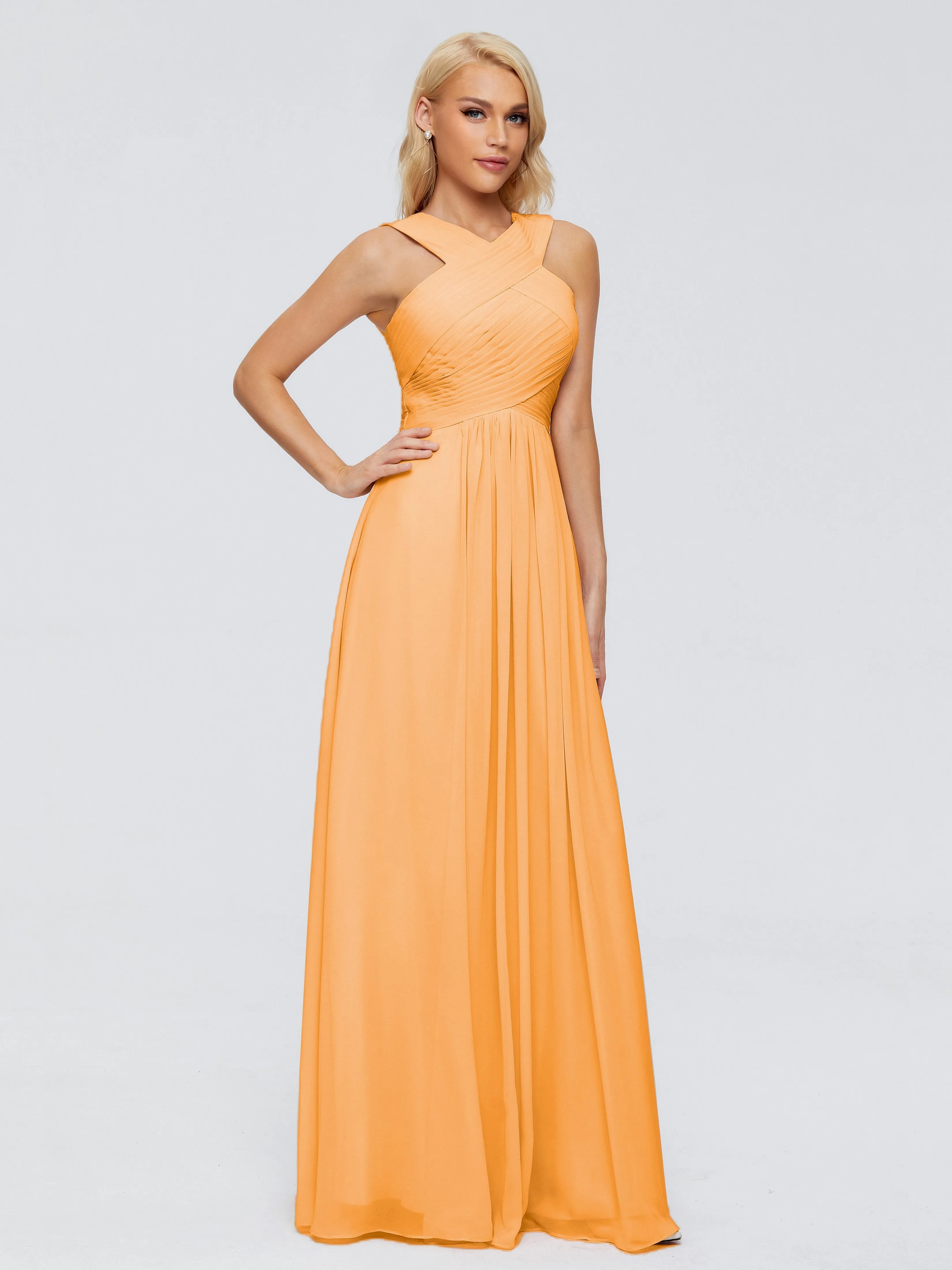 Tangerine Bridesmaid Dresses Aliyah Charming A-Line Straps Chiffon Bridesmaid Dresses