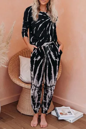 Tie Dye Comfortable Lace-Up Pants Suit