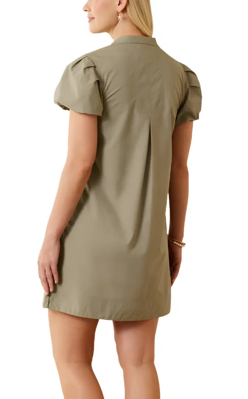 Tommy Bahama Womens Oceana Poplin Puff-Sleeve Dress