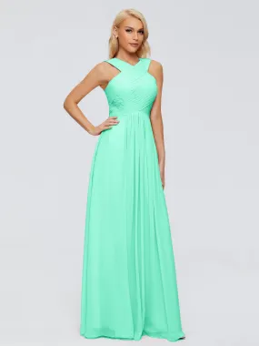 Turquoise Bridesmaid Dresses Aliyah Charming A-Line Straps Chiffon Bridesmaid Dresses