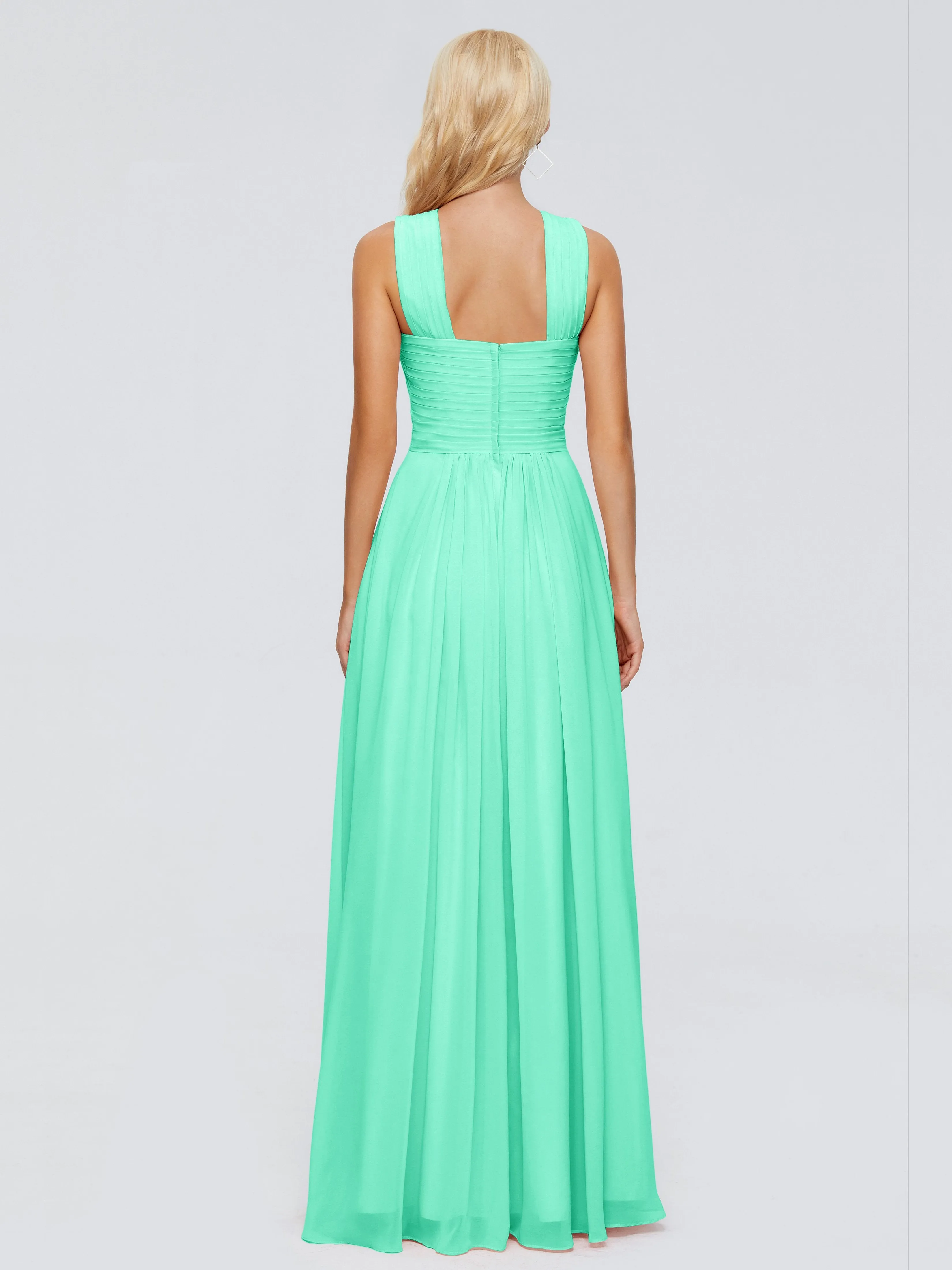 Turquoise Bridesmaid Dresses Aliyah Charming A-Line Straps Chiffon Bridesmaid Dresses