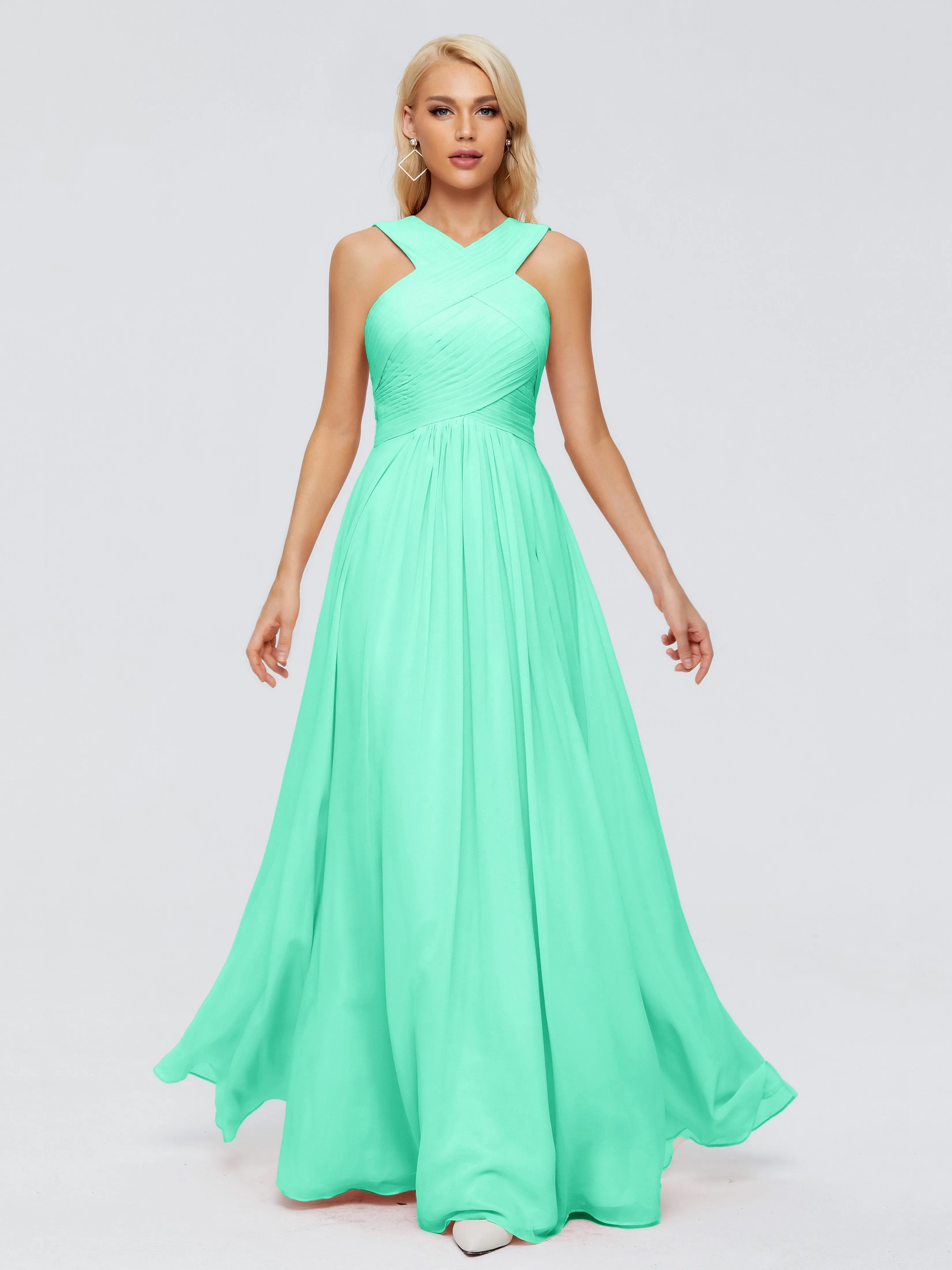 Turquoise Bridesmaid Dresses Aliyah Charming A-Line Straps Chiffon Bridesmaid Dresses