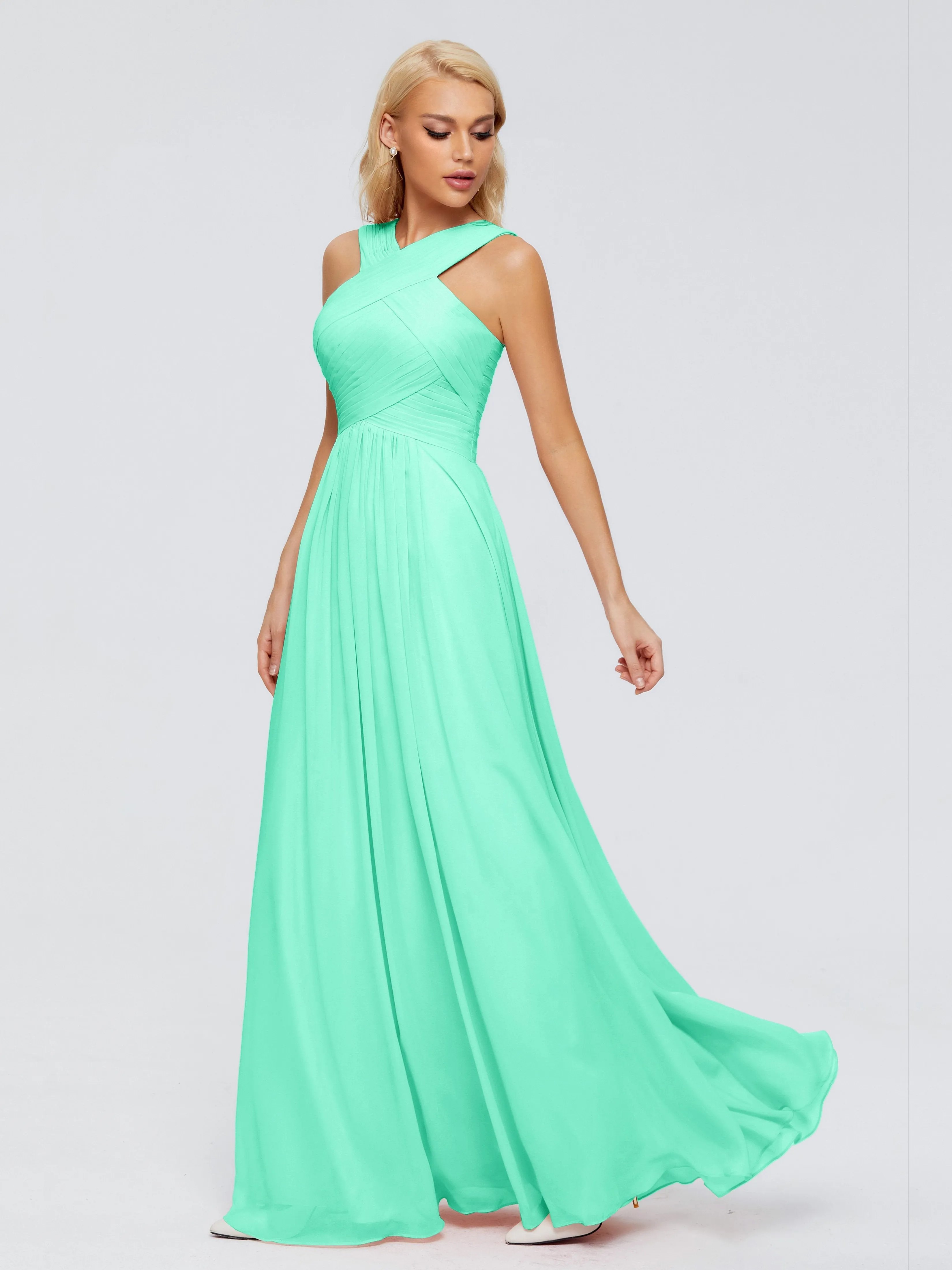 Turquoise Bridesmaid Dresses Aliyah Charming A-Line Straps Chiffon Bridesmaid Dresses