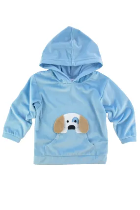 Velour Hoodie With Puppy