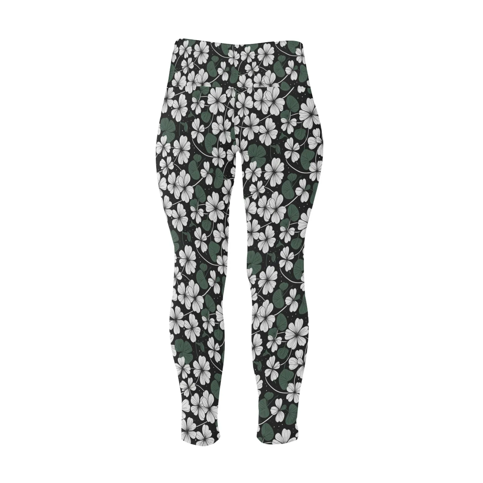 White Clover Women's Plus Size High Waited Leggings Women's High Waist Leggings(Plus Size)(ModelL45)