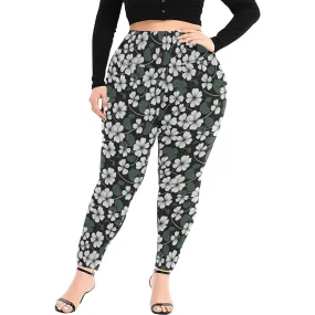 White Clover Women's Plus Size High Waited Leggings Women's High Waist Leggings(Plus Size)(ModelL45)