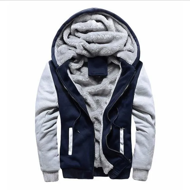 Winter Thick Warm Fleece Zipper Men Hoodies