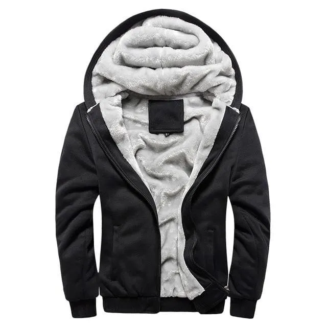 Winter Thick Warm Fleece Zipper Men Hoodies