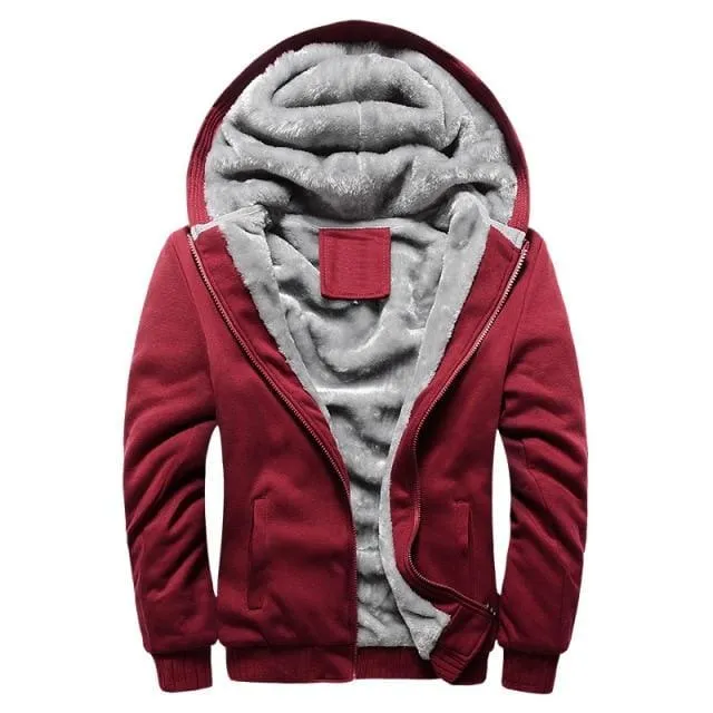 Winter Thick Warm Fleece Zipper Men Hoodies