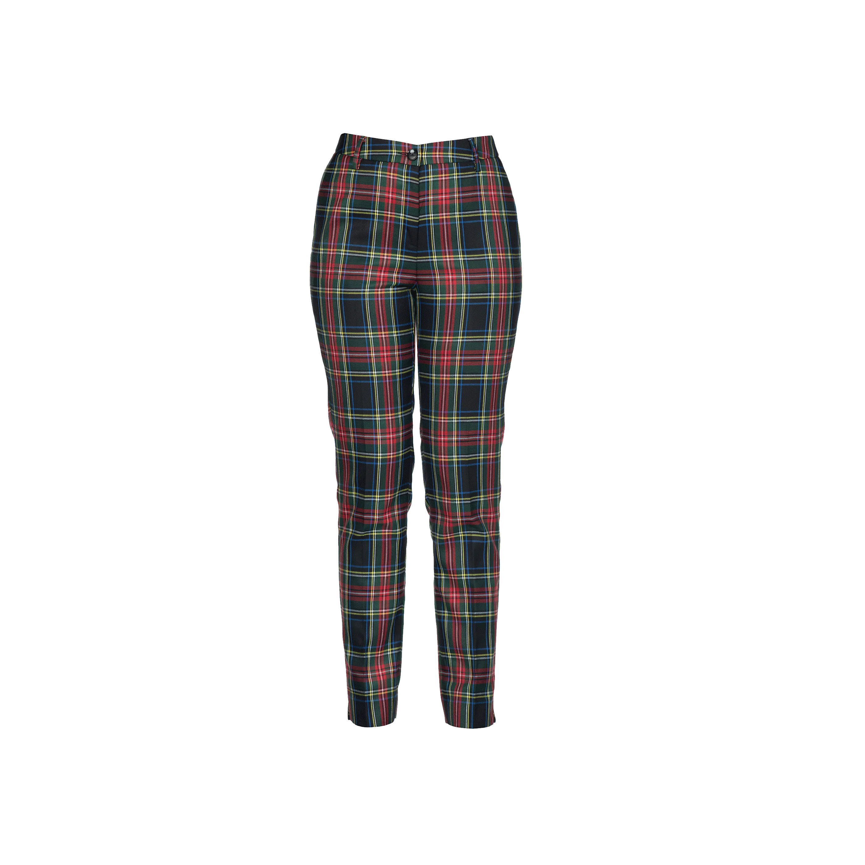 Womens Tartan Trousers - Black Stewart